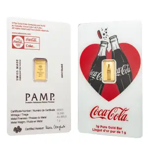 2026 PAMP Coca Cola Valentine 1g .9999 Gold Bar