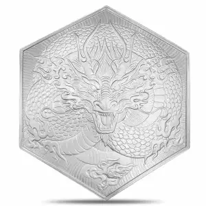 10oz Dragon Hexagon .999 Silver Bar
