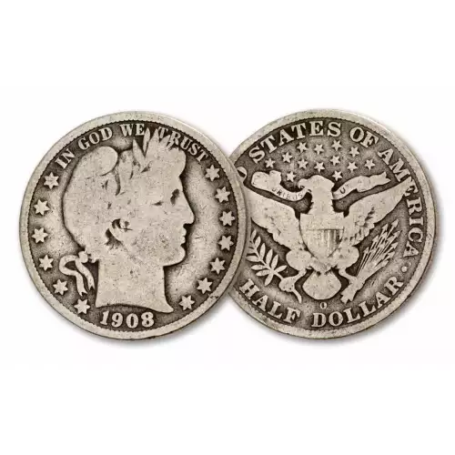 US 90% Silver Coinage -- Barber Half Dollars $1 FV